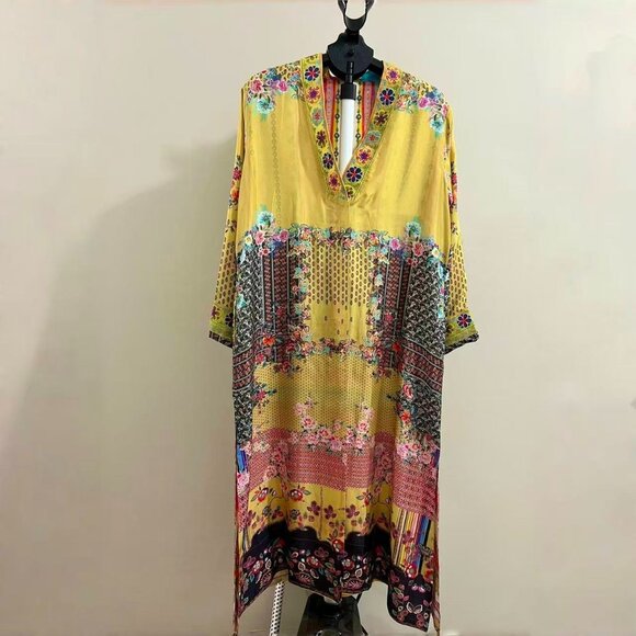 $880 NWOT Johnny Was Long Reversible Silk Embroidered Bohemia Kimono Size S - Picture 4 of 16